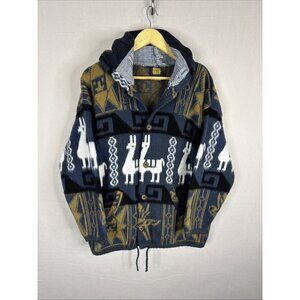 Tejidos‎ Atahualpa Wool Llama Hoodie Jacket Otavalo Ecuador Men’s Large